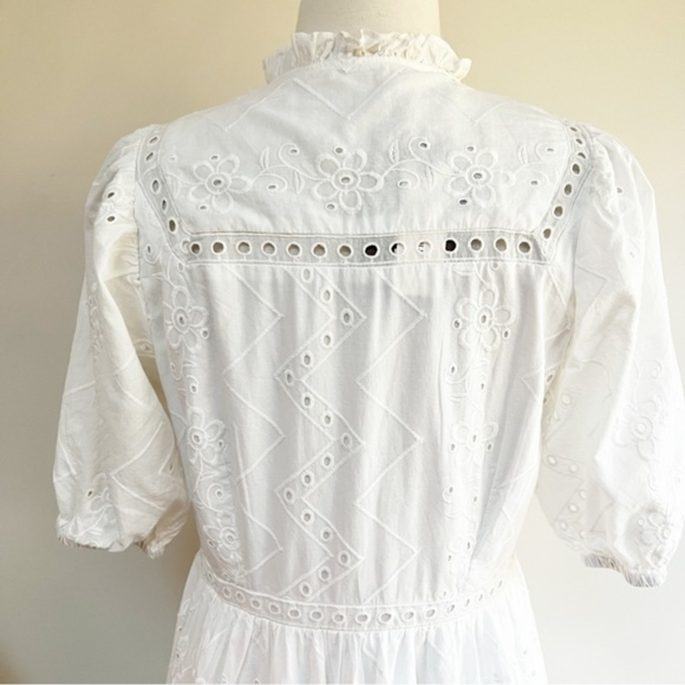💋Anthropologie white eyelet midi dress. Size S petite - Picture 9 of 12